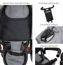 Велосипед-коляска дитячий триколісний Єва колеса Turbo Trike M 3113-19L з батьківською ручкою сірий льон**