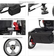 Велосипед-коляска дитячий триколісний Єва колеса Turbo Trike M 3113-19L з батьківською ручкою сірий льон**