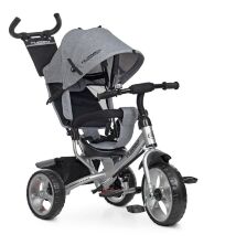 Велосипед-коляска дитячий триколісний Єва колеса Turbo Trike M 3113-19L з батьківською ручкою сірий льон**