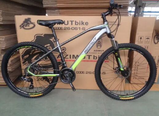 Велосипед спортивний підлітковий Azimut Gemini GFRD SHIMANO 24 дюйма / 21 швидкість / сіро-зелений