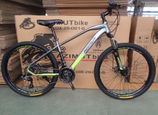 Велосипед спортивний підлітковий Azimut Gemini GFRD SHIMANO 24 дюйма / 21 швидкість / сіро-зелений