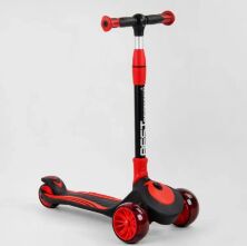 Самокат дитячий триколісний Best Scooter C-01618 складаний алюмінієвий кермо / колеса ПУ зі світлом / червоний