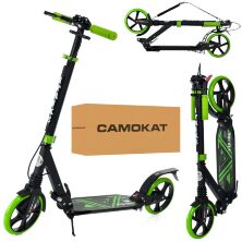 Дорослий двоколісний самокат складаний iTrike SR2-018-10-BGR з ручним гальмом і замком / чорно-зелений**