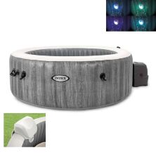 Надувний сімейний круглий басейн-Джакузі з гідромасажем і LED-підсвіткою INTEX 28440 Розмір 196 см / 795 л