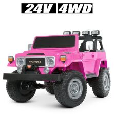 Дитячий електромобіль Джип M 4968EBLR-8(24V) 4WD Toyota двомісний, шкіряне сидіння, 4 мотори, рожевий