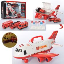 Ігровий набір з транспортом машинками 660-A239 Пожежний літак гараж