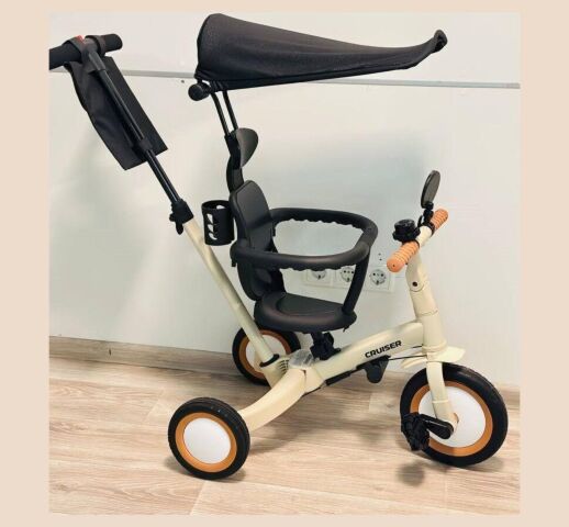 Дитячий біговел-велобіг трансформер 6в1 Maraton Tri-cycle Cruiser Versa з батьківською ручкою бежево-чорний