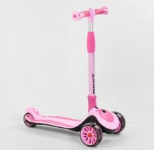 Самокат дитячий триколісний Best Scooter C-02719 складаний алюмінієвий кермо / колеса ПУ зі світлом / рожевий