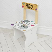 Дитячий дерев'яний столик зі стільчиком Bambi 504-125 / Малюнок Бегимот / колір білий**