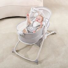 Дитяча люлька-качалка 6в1 8462 Шезлонг + Стільчик + Люлька-переноска / регулюється по висоті / льон**
