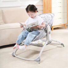 Дитяча люлька-качалка 6в1 8462 Шезлонг + Стільчик + Люлька-переноска / регулюється по висоті / льон**