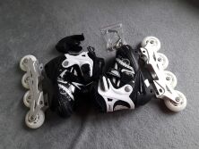 Ролики Дитячі Чорні — Білі розсувні Profi A 10077-S розмір (31-34)