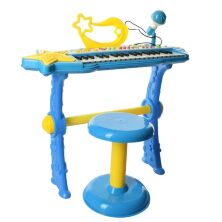 Дитячий синтезатор піаніно на ніжках MTK007 зі стільчиком мікрофон 37 клавіш музика звук, світло рожевий блакитний*