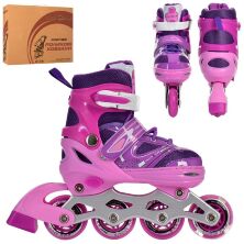 Розсувні дитячі ролики PROFI A 4145-S-V алюмінієва рама/розмір 31-34 устілка 18.5 cм/фіолетові