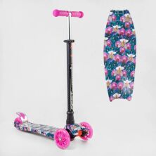 Самокат дитячий триколісний 779-2307 MAXI Best Scooter пластмасовий/підсвітка коліс/рожевий для дівчинки
