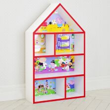 Будиночок стелаж, полиця для іграшок і книг PLK-L-7r Свинка Пеппа біло-червоний**