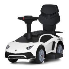 Дитяча каталка толокар 2в1 M 5777EBL-1 Електромобіль Машина Lamborghini від педалі, шкіра, біла