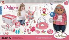 Ігровий набір для дівчинки 89888/89886 лялька Пупс Коляска Манеж Килимок Аксесуари