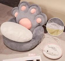 Дитяче м'яке плюшеве крісло-іграшка-подушка ЛАПКА з підігрівом, рожева