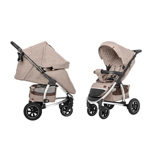 Прогулянкова дитяча коляска CARRELLO Vista CRL-5511 Stone Beige з регульованою ручкою і дощовиком/бежева