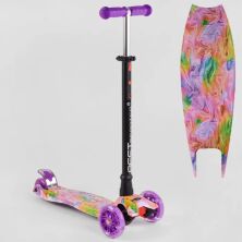 Самокат дитячий триколісний 779-2435 MAXI Best Scooter пластмасовий/підсвітка коліс/фіолетів для дівчинки