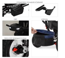 Велосипед-коляска дитячий триколісний з поворотним сидінням Turbo Trike M 4060HA-11L льон синій ***