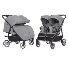 Коляска прогулочная CARRELLO Connect CRL-5502 Serious Black для двійні в льоні