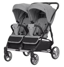 Коляска прогулочная CARRELLO Connect CRL-5502 Serious Black для двійні в льоні