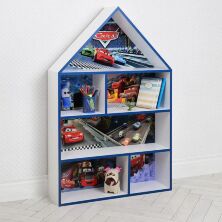 Будиночок стелаж, полиця для іграшок і книг PLK-B-2b-b Тачки біло-синій**