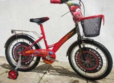 Дитячий двоколісний велосипед Mustang Тачки колеса 18 дюймів з передньої кошиком і дзеркалом / колір червоний