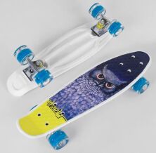 СКЕЙТ Пенні борд Best Board S 29855 Скейтборд дека пластик 55 см/колеса ПУ світло/білий