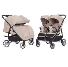 Коляска прогулочная CARRELLO Connect CRL-5502 Cotton Beige для двійні в льоні