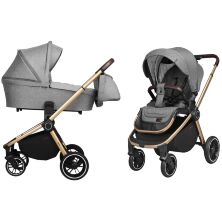 Коляска універсальна CARRELLO CRL-8510 Silver Grey рама золота з дощовиком світло-сіра