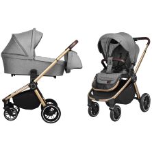 Коляска універсальна CARRELLO CRL-8510 Silver Grey рама золота з дощовиком світло-сіра