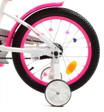 Двоколісний дитячий велосипед 16 дюймів PROFI Y16244 Unicorn з додатковими колесами / біло-малиновий