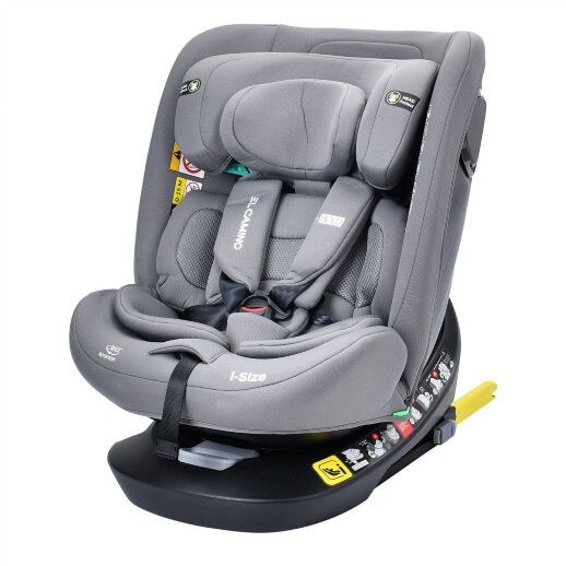 Дитяче автокрісло EL CAMINO ME 1188 i-HOLD Shadow Gray поворотне Top Tether isofix сіре