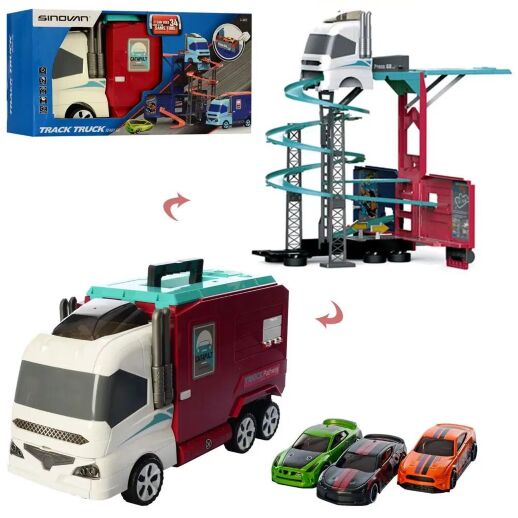 Дитячий ігровий набір Гараж Паркінг S8630B Трейлер з машинками на запуску / звукові ефекти