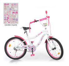Двоколісний дитячий велосипед 20 дюймів PROFI Y20244 Unicorn з додатковими колесами / біло-малиновий **