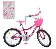 Двоколісний дитячий велосипед 20 дюймів PROFI Y20244 Unicorn з додатковими колесами / біло-малиновий **