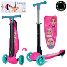 Дитячий триколісний складаний самокат JR3-060-35-P MAXI для дівчинки з малюнками / рожевий**