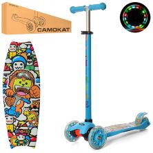 Дитячий триколісний самокат iTrike JR3-055-BL з підсвічуванням коліс / блакитний**