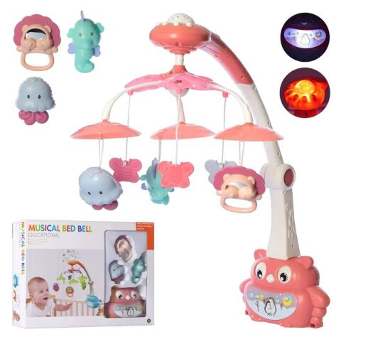 Карусель LIMO TOY HB 0007 ABCD Мобіль з підвісками на ліжечко музичний проектор **