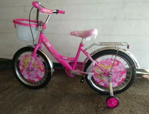 Велосипед дитячий двоколісний Azimut Принцеса Princess для дівчинки / колеса 12 дюймів / з кошиком /рожевий