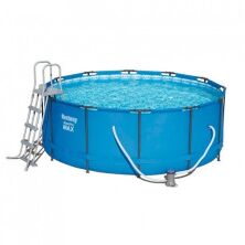 Каркасний сімейний круглий басейн BESTWAY 15427 розмір 366-133 см з картриджним фільтр-насосом і ЛЕСТНІЦЕЙ