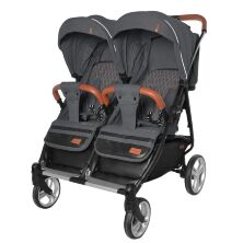 Коляска прогулочная CARRELLO Connect CRL-5502 Serious Black для двійні в льоні