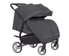 Коляска прогулочная CARRELLO Connect CRL-5502 Serious Black для двійні в льоні