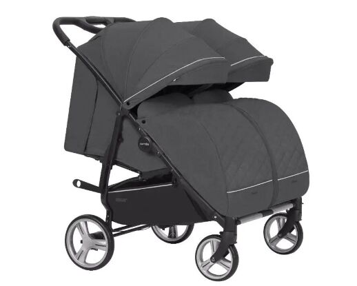 Коляска прогулочная CARRELLO Connect CRL-5502 Serious Black для двійні в льоні