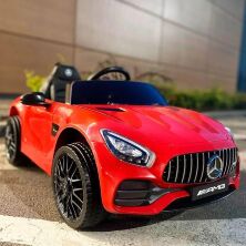 Дитячий електромобіль Машина Mercedes M 4062EBLR-3 одномісний, шкіряне сидіння, музика, світло / червоний