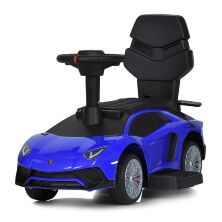 Дитяча каталка толокар 2в1 M 5777EBL-4 Електромобіль Машина Lamborghini від педалі, шкіра, синя