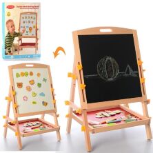 Дитячий двосторонній мольберт MD 2487 Дерев'яний (магнітна дошка для малювання крейдою)**